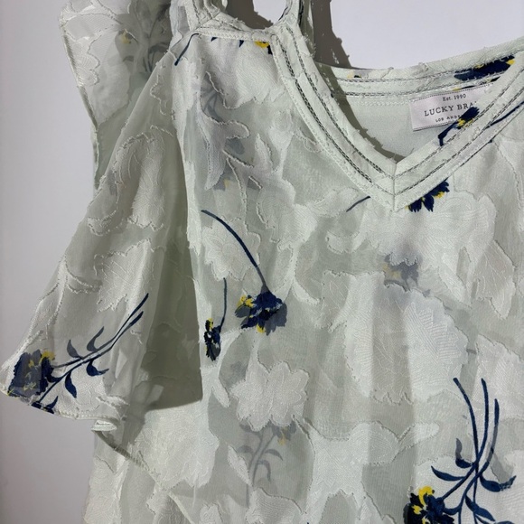 Lucky Brand Floral Cold-Shoulder Top, Size Medium - Picture 7 of 16